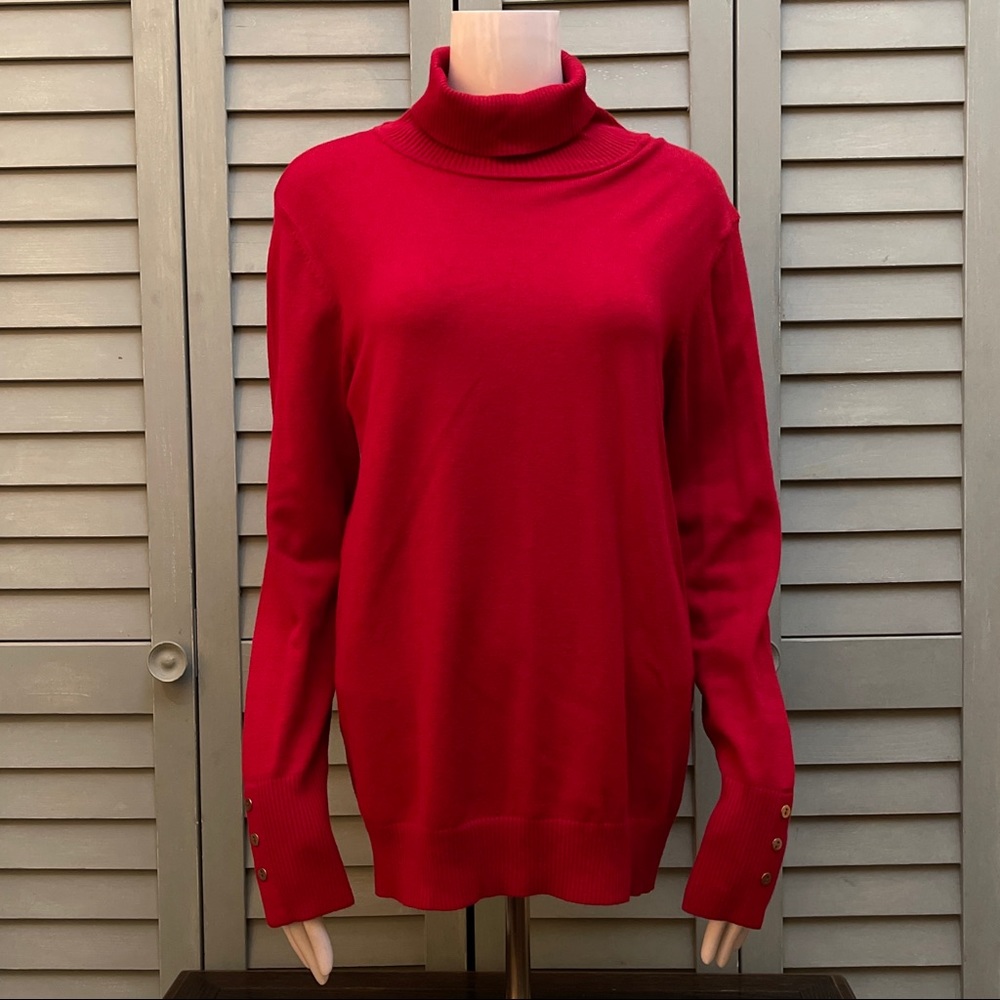 Joseph A Scarlet Red Turtle Neck Pullover Sweater